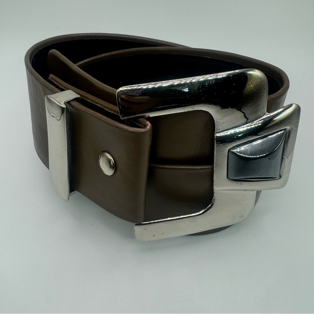 Vintage Salena’s Collection Taupe Leather Removable Buckle Belt 1986